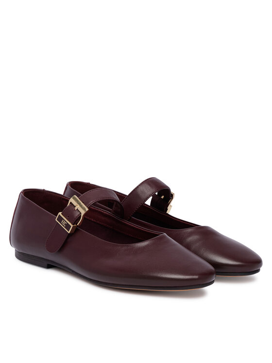 Tommy Hilfiger Tommy Hilfiger Балеринки Buckle Leather Ballerina FW0FW09684 Кафяв