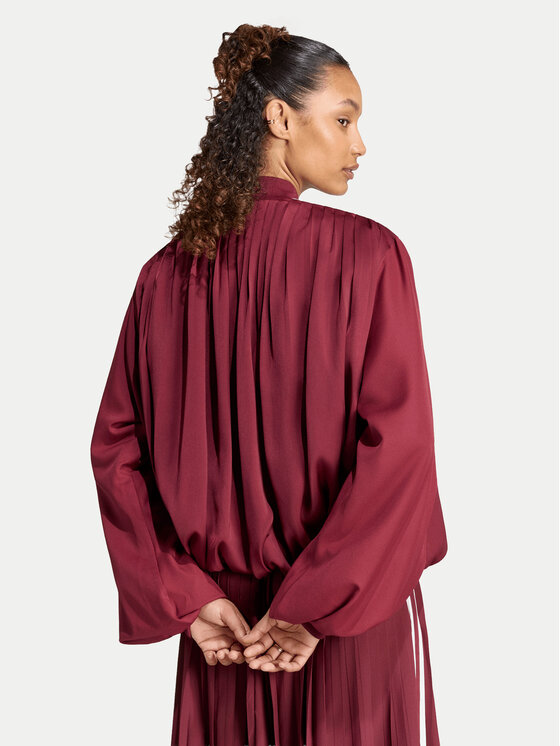 adidas adidas Bluza Satin Pleated Track Top LG4080 Bordowy Relaxed Fit