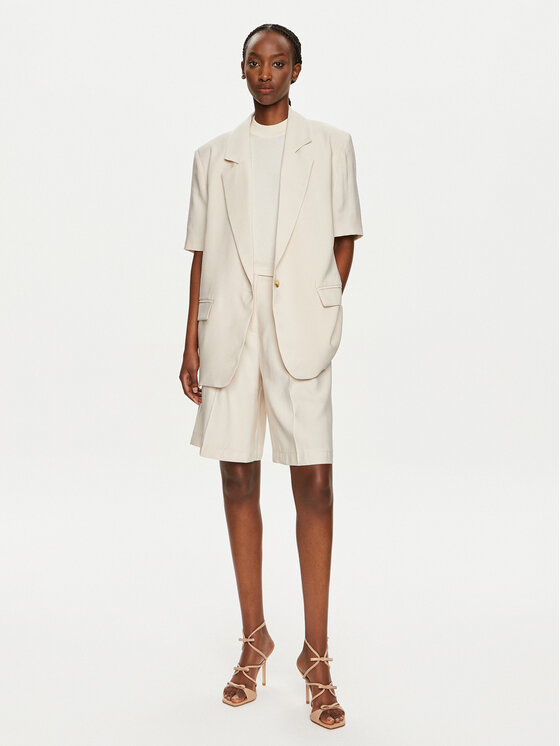 ViCOLO ViCOLO Šortky z materiálu TB2443 Écru Relaxed Fit