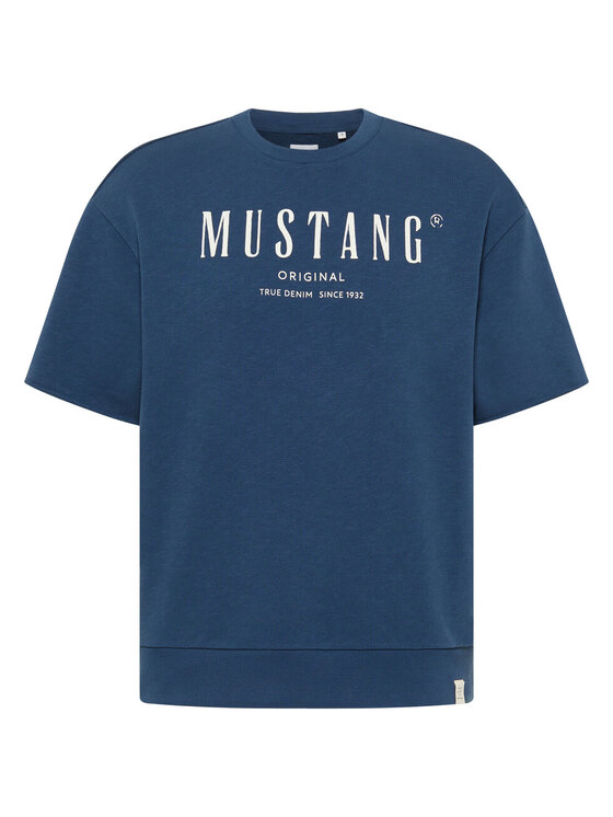 Mustang Mustang Felpa Ben Crewneck SSleeve Blu Regular Fit