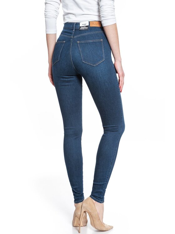 Wrangler Wrangler Jeansy SUPER HIGH SKINNY Niebieski Skinny Fit