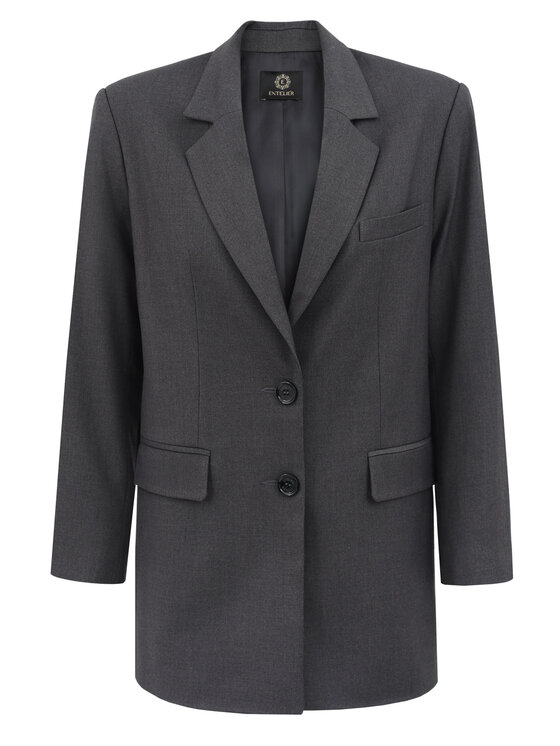 Entelier Entelier Marynarka luźny fason Szary Comfortable Fit