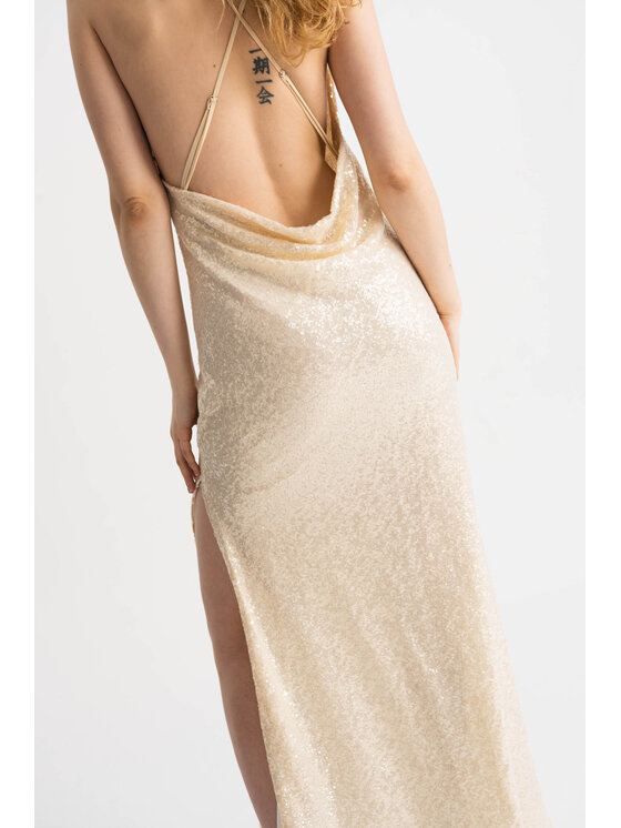 ROSE AVENUE ROSE AVENUE Sukienka koktajlowa MARTINA Beżowy Regular Fit