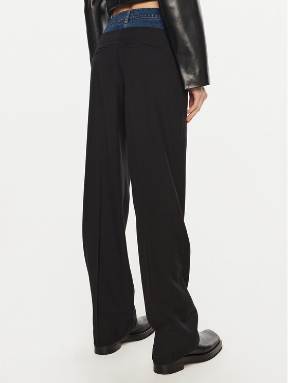 Sisley Sisley Bavlnené nohavice 485XLF05M Čierna Wide Leg
