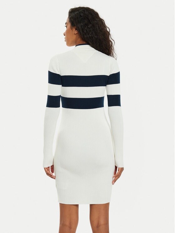 Tommy Jeans Tommy Jeans Плетена рокля Tjw Rwb Badge DW0DW18720 Екрю Slim Fit