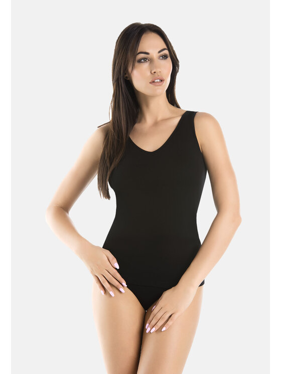 Teyli Teyli Top Koszulka bawełniana Claudia V Czarny Standard Fit