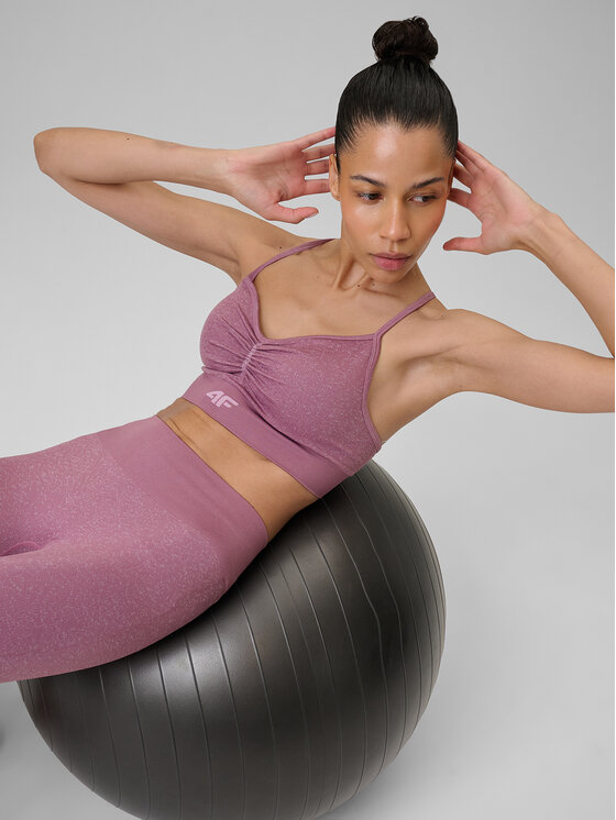 4F 4F Biustonosz sportowy YOGA Różowy ciemny