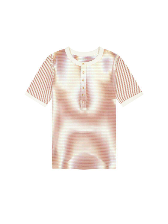 Wrangler Wrangler T-Shirt FEMME KNIT HENLEY Różowy Slim Fit