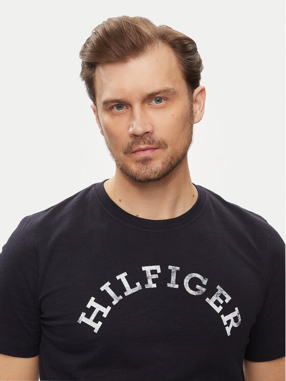 Tommy Hilfiger Tommy Hilfiger T-Shirt Arched MW0MW34432 Tmavomodrá Regular Fit