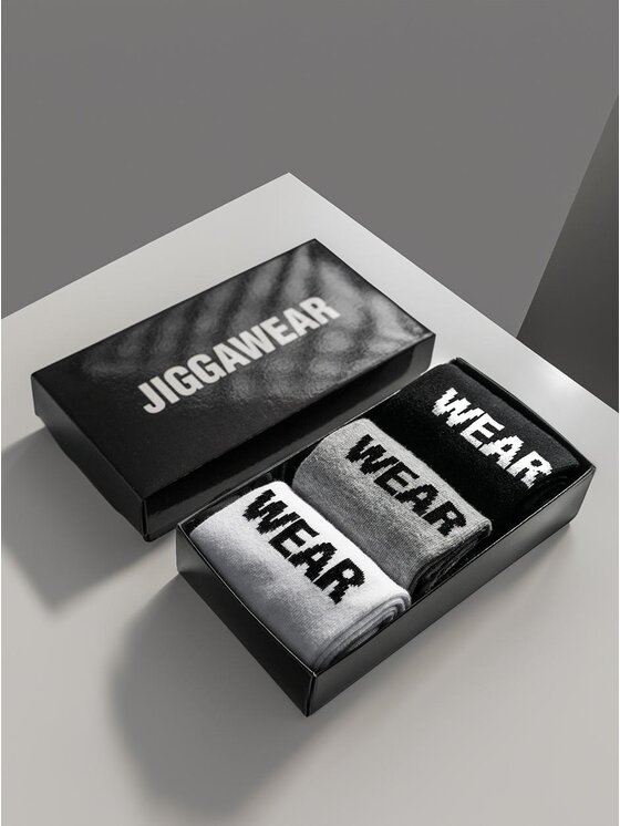 Jigga Wear Jigga Wear Zestaw 3 par wysokich skarpet męskich Zestaw 3 Par Długich Skarpet Czarne / Białe / Szare Jigga Wear Classic Name uni Kolorowy