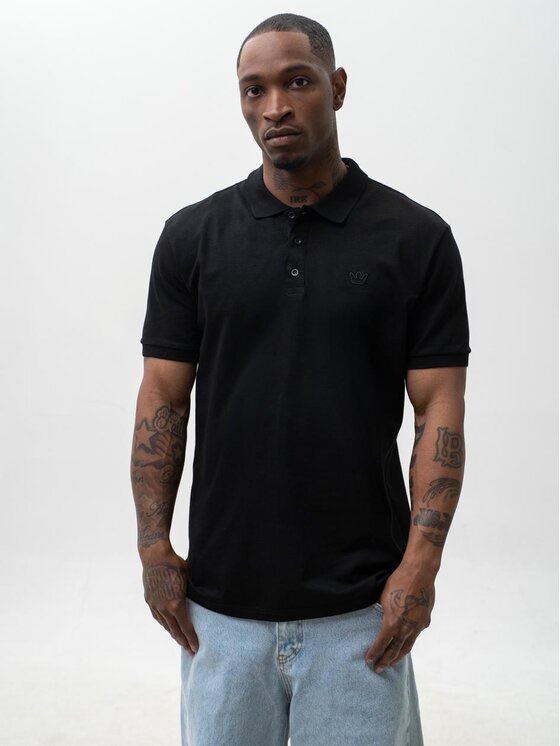 Jigga Wear Jigga Wear Polo Klasyczna z koroną 131166 Czarny Regular Fit