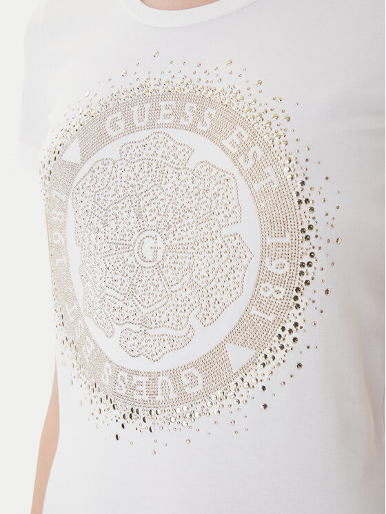 Guess Guess Marškinėliai Camelia W4RI47 J1314 Balta Slim Fit