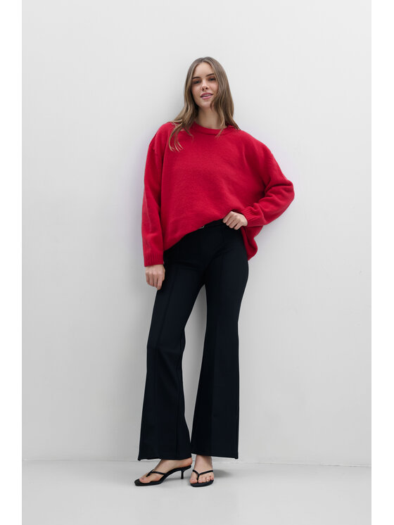 Fobya Fobya Sweter F2115 Czerwony Basic Fit