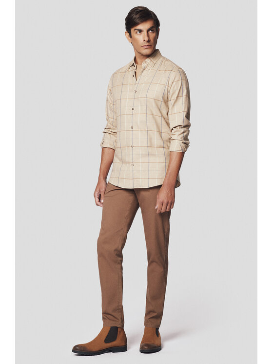 Lancerto Lancerto Koszula Nerina KO073224000029 Beżowy Slim Fit