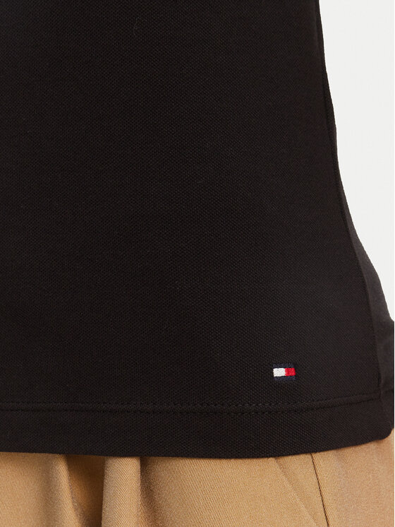 Tommy Hilfiger Tommy Hilfiger Тениска с яка и копчета Gold Button WW0WW45768 Черен Slim Fit