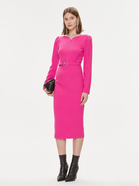 Nissa Nissa Коктейлна рокля RZ14405 Розов Slim Fit