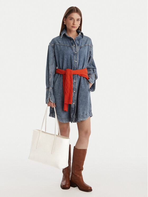 Calvin Klein Geantă Emblem Aop Tote W/ Pouch LV04F3266G Alb