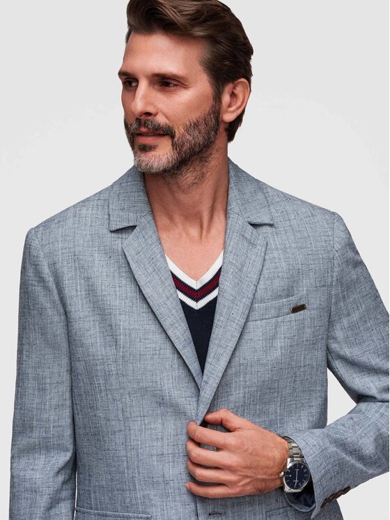 Ombre Ombre Marynarka M169 Niebieski Regular Fit