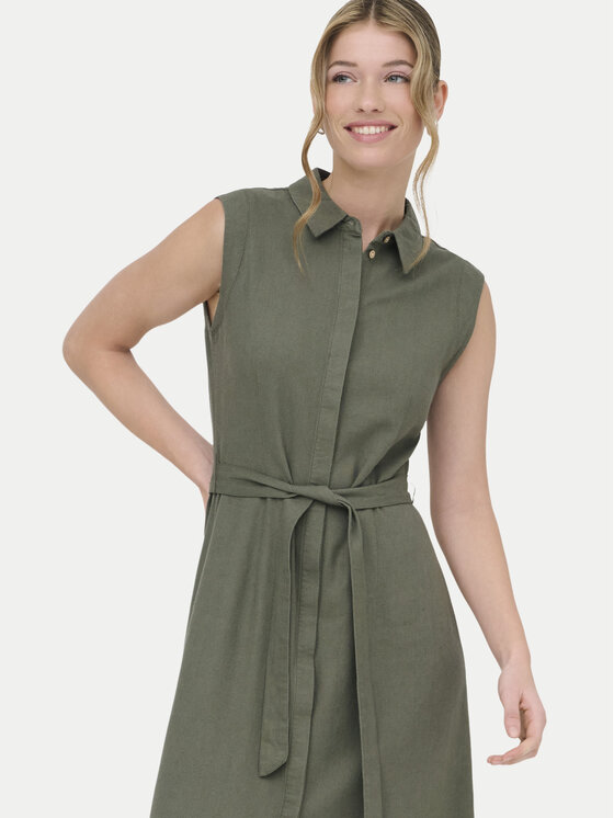 ONLY ONLY Sukienka koszulowa Goa 15363697 Khaki Regular Fit
