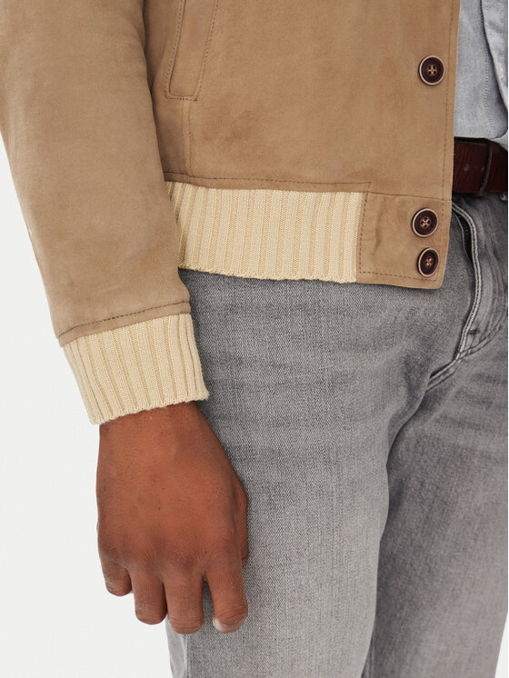 Milestone Milestone Кожено яке MSDario 531621 60695 Бежов Regular Fit