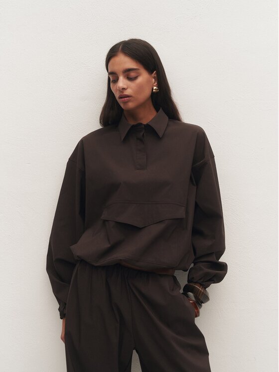 Le Collet Le Collet Bluza DOMINICA Brązowy Oversize