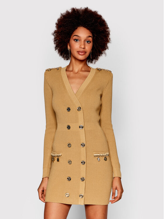 Elisabetta Franchi Robe en tricot AM 21S 21E2 V500 Marron Slim Fit Modivo
