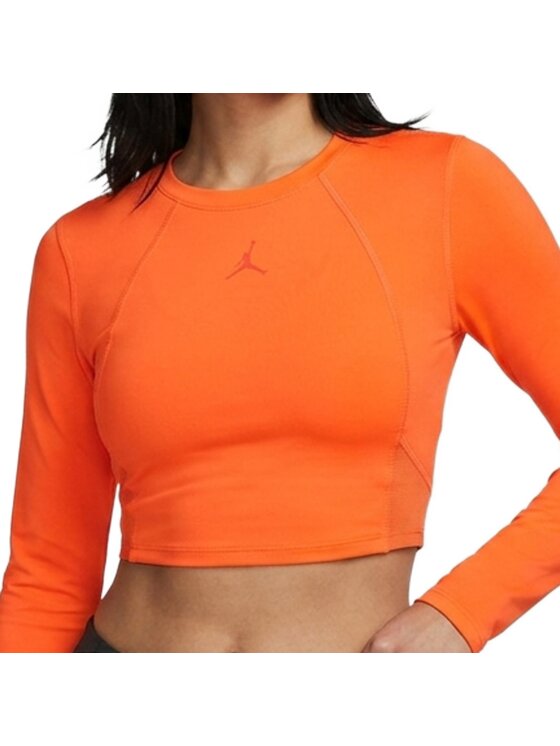 Nike Nike Bluzka Spt Longsleeve Crop Top Pomarańczowy Regular Fit