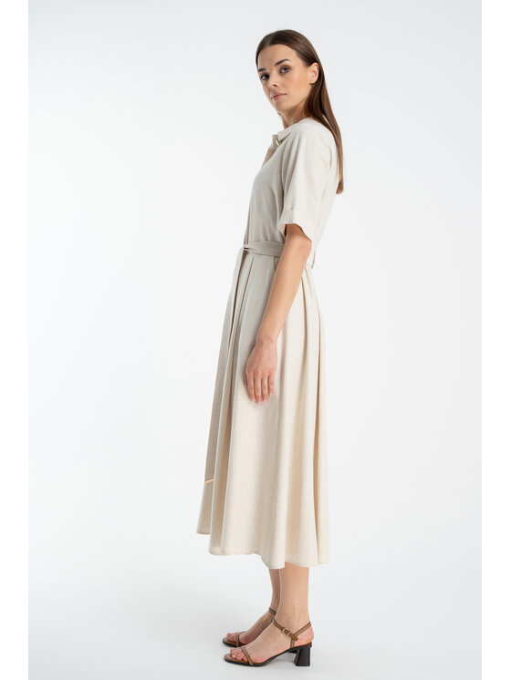 CLICK CLICK Sukienka letnia 60-6133 Beżowy Regular Fit