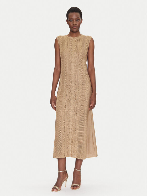 Luisa Spagnoli Luisa Spagnoli Плетена рокля Canape 58675 Бежов Regular Fit