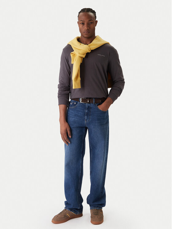 Tommy Jeans Tommy Jeans Тениска с дълъг ръкав Chest Linear DM0DM21594 Сив Regular Fit