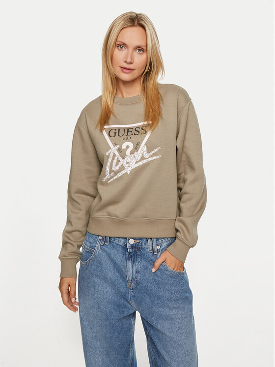 Guess Mikina Icon W4YQ25 KB681 Zelená Relaxed Fit