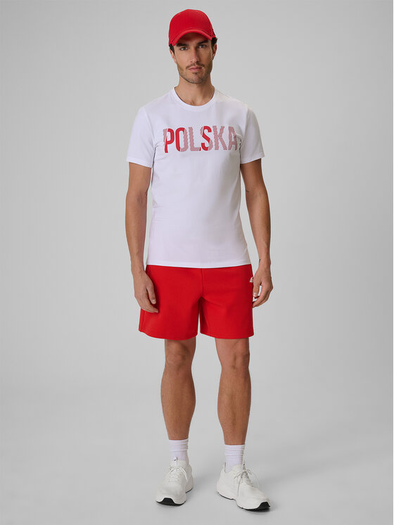 4F 4F Szorty sportowe STREFA KIBICA Czerwony Regular Fit