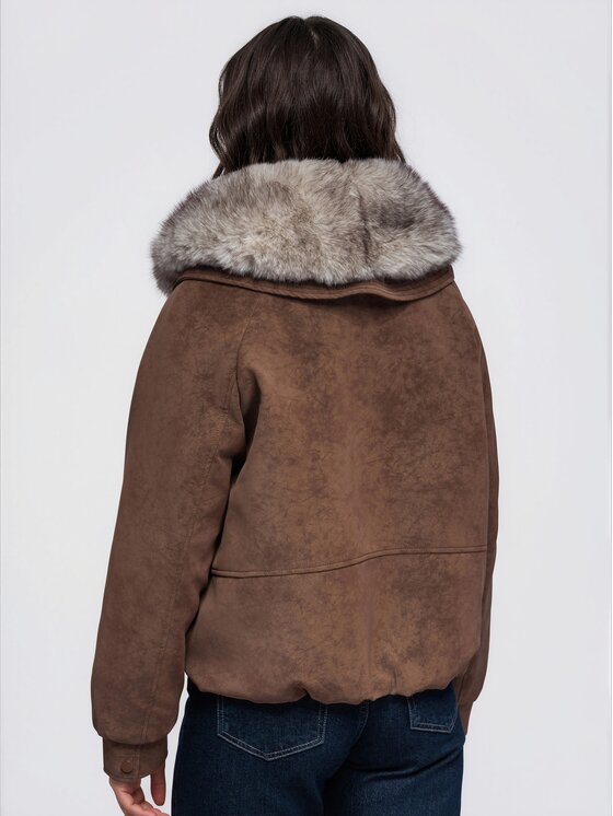 Ombre Ombre Kurtka bomber OW-JT-E0008 Brązowy ciemny Relaxed Fit