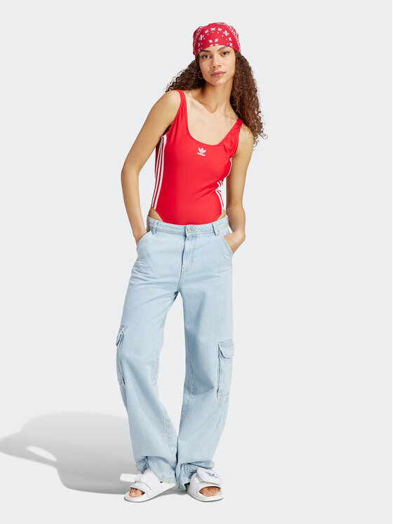 adidas adidas Costum de baie Adicolor 3-Stripes Swimsuit IC2272 Roșu Slim Fit
