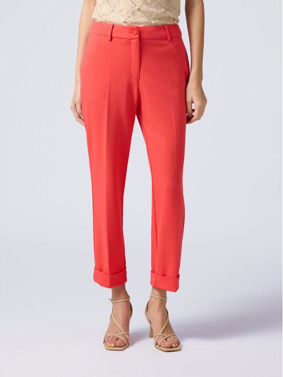 Oltre Oltre Spodnie materiałowe P038R008507N016 Czerwony Slim Fit