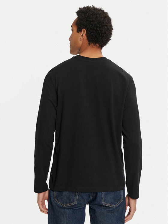 Sisley Sisley Pikkade varrukatega T-särk 3B7SS1045 Must Regular Fit