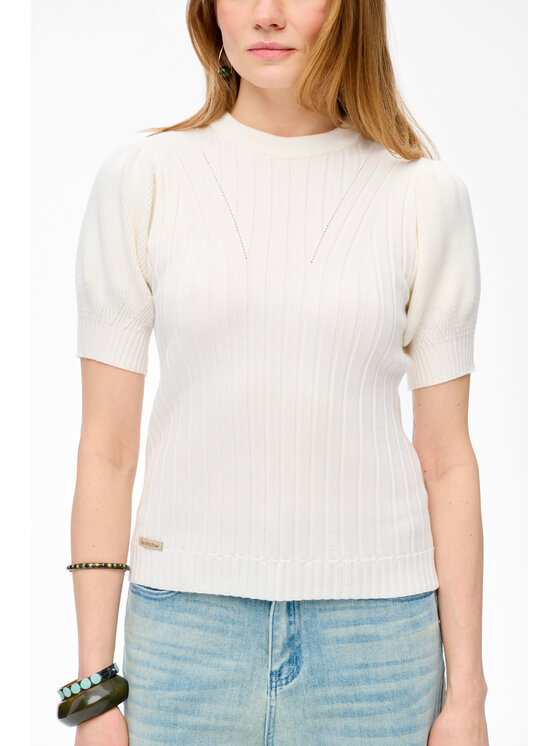 blue shadow blue shadow Sweter Talu Biały Regular Fit