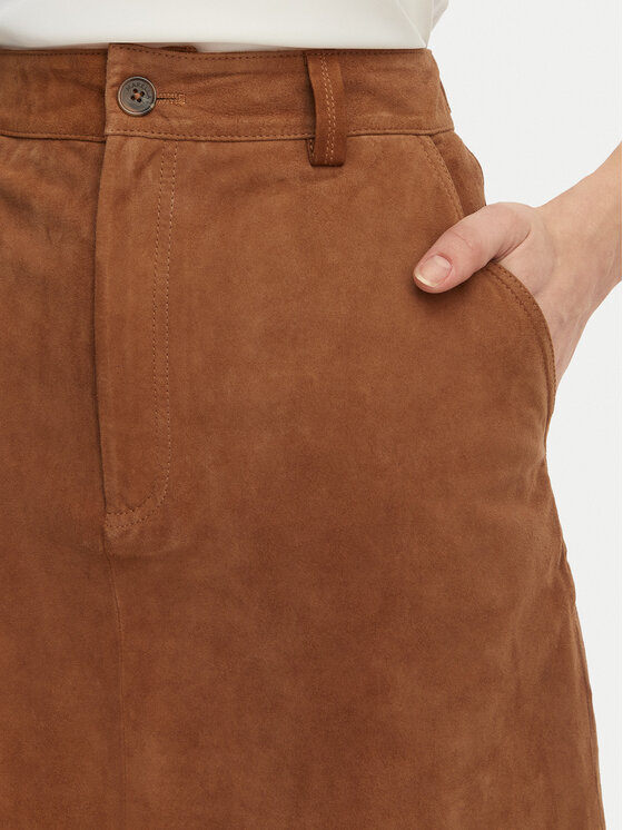 Marella Marella Kožená sukně Zeus 2613401024 Hnědá Regular Fit