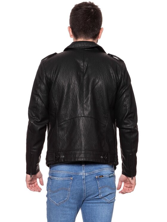Wrangler Wrangler Giacca di pelle PU LEATHER Nero Slim Fit