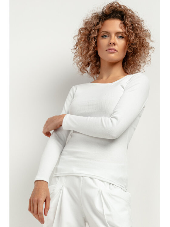 Tessita Tessita Bluzka T421/1/M Biały Slim Fit