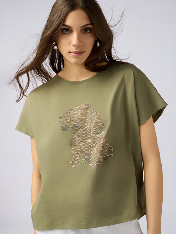 Oltre Oltre T-Shirt G422J004225N035 Zielony Over Fit