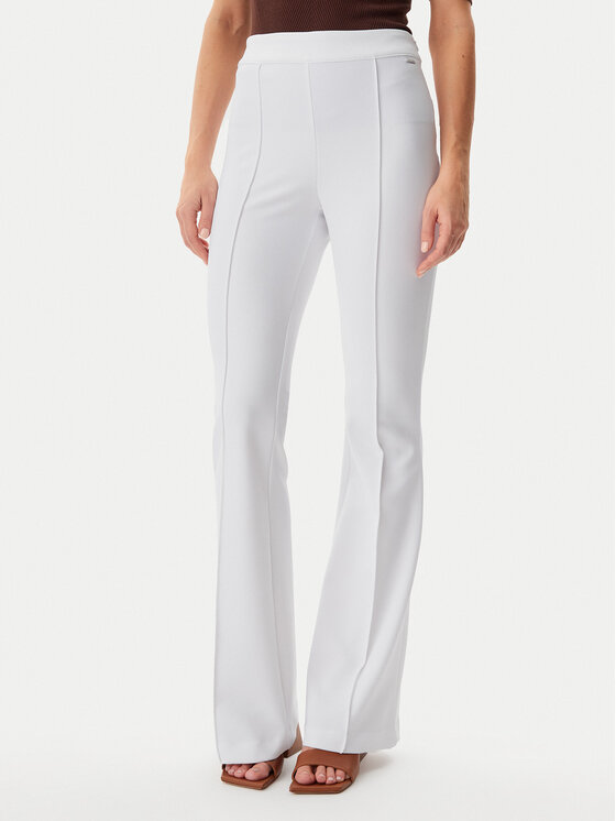 Guess Bavlnené nohavice W4YB01KCBO2 Biela Slim Fit