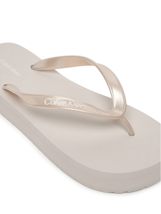 Calvin Klein Calvin Klein Žabky Flatform Flip Flop Met Tpu HW0HW03120 Stříbrná