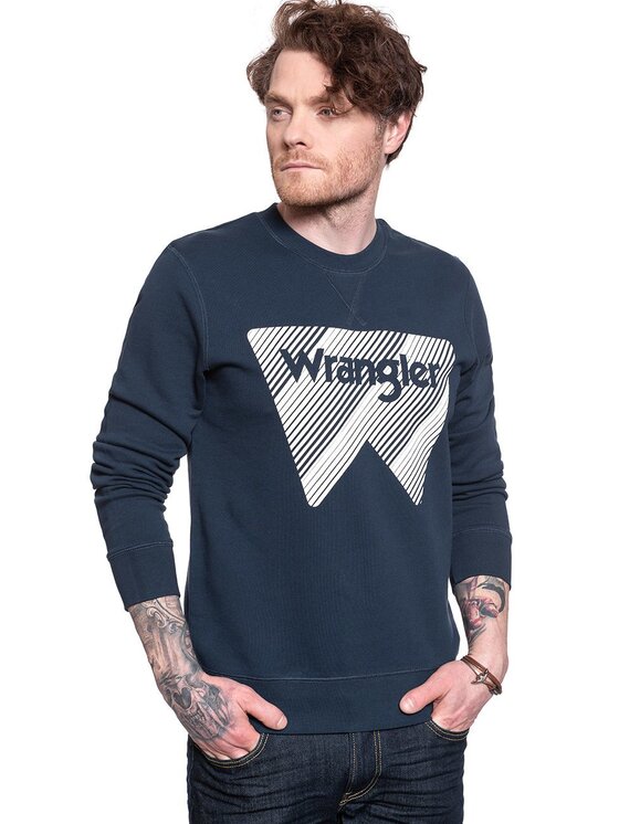 Wrangler Wrangler Bluza CREW SWEAT Niebieski Regular Fit