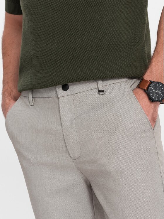 Ombre Ombre Spodnie materiałowe OM-PACP-0157 Szary Chino Fit