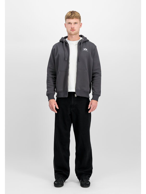 Alpha Industries Alpha Industries Bluza Basic Small Logo Zip Hoodie Szary Regular Fit