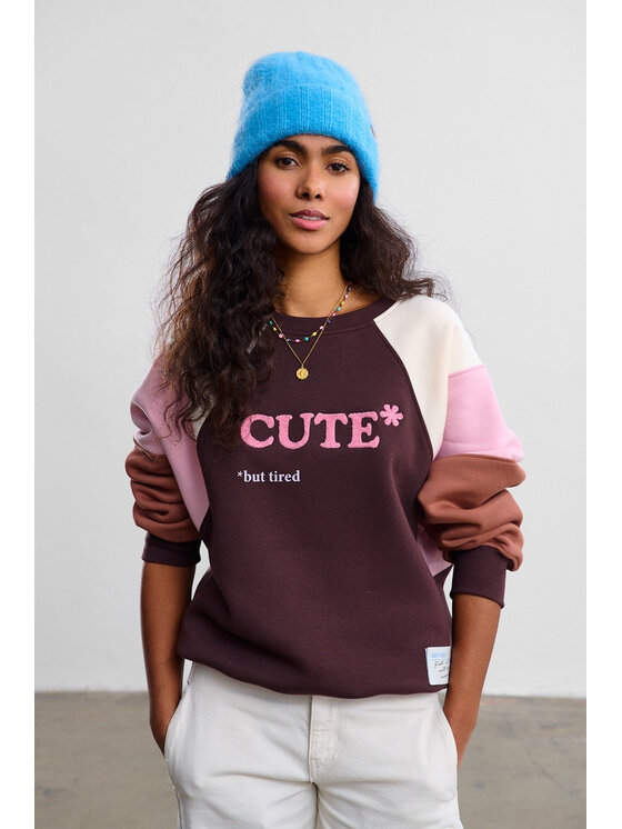 NAOKO NAOKO Bluza Cute But Tired Brązowy Reglan Fit