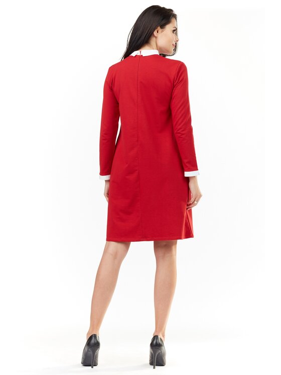 Awama Awama Sukienka dzianinowa A204 Czerwony Basic Fit