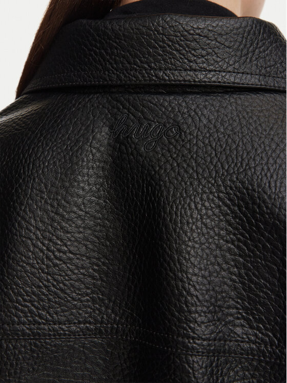 HUGO HUGO Bunda z imitácie kože Anilena-1_B 50563267 Čierna Relaxed Fit