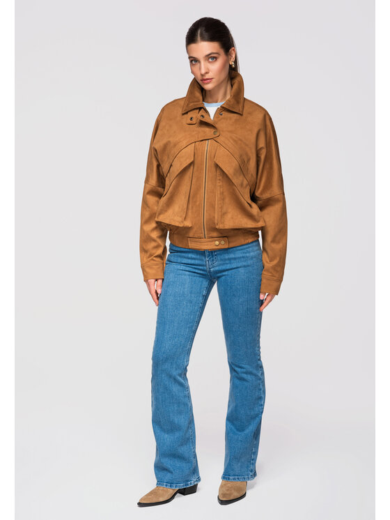 Ombre Ombre Kurtka bomber OW-JAFL-0122 Miedziany Regular Fit